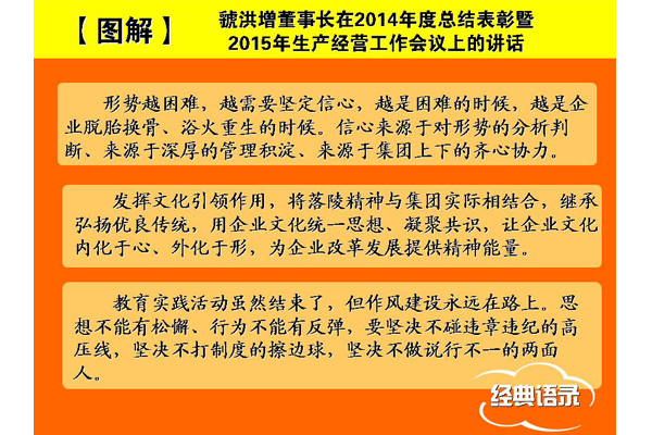 【图解】虢洪增董事长在济矿集团2014年度工作总结表彰暨2015年经营工作会议上的讲话