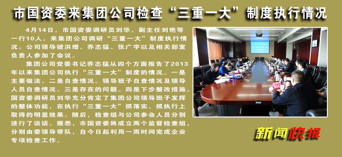 【图文】市国资委到集团公司检查“三重一大”制度执行情况