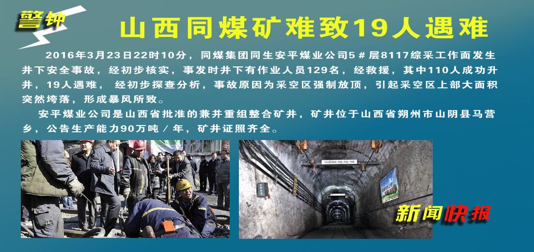 【警钟】山西同煤矿难致19人遇难